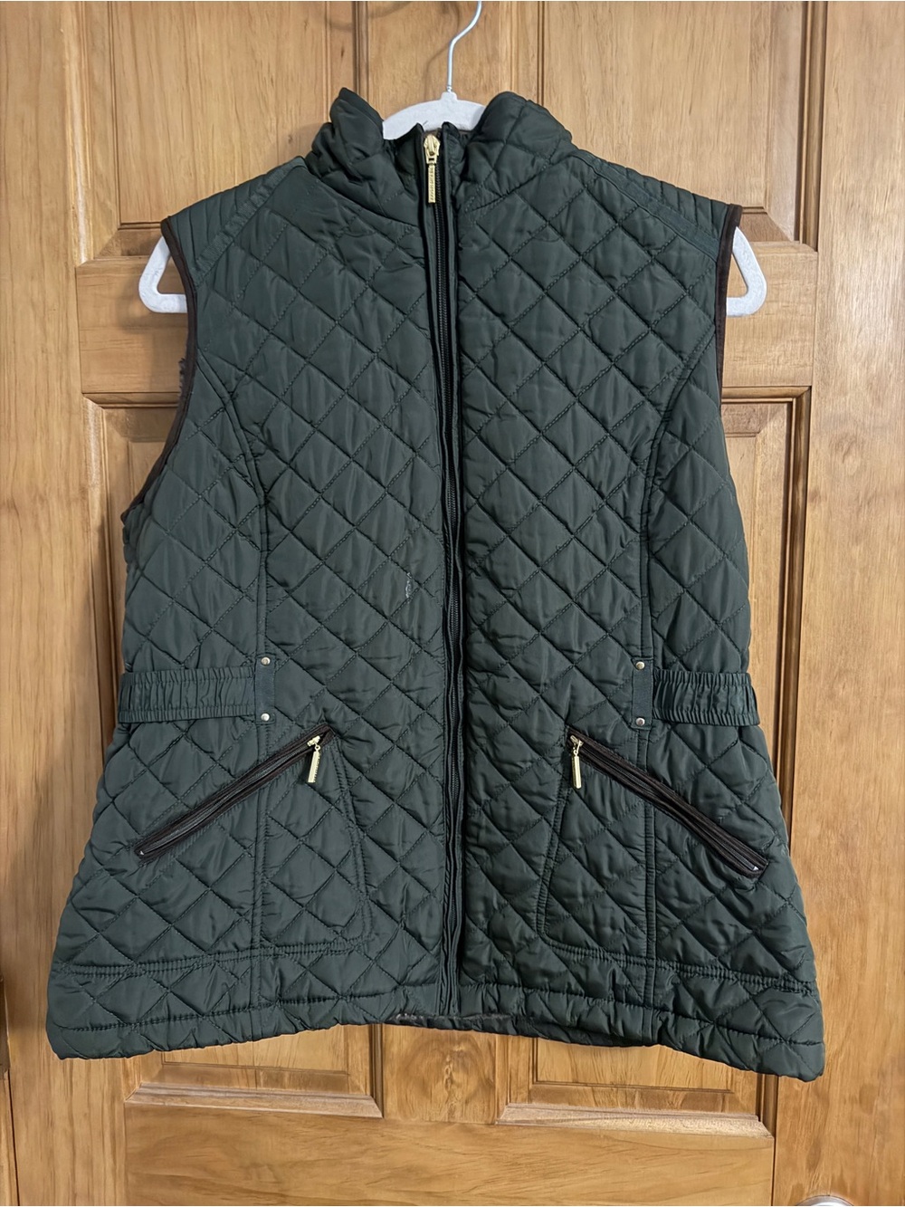 Weatherproof Quilted Sleeveless Vest in Dark Green